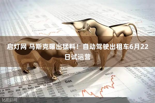 启灯网 马斯克曝出猛料!自动驾驶出租车6月22日试运营